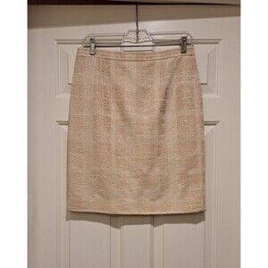 Tory Burch Jacquard Devora Tweed Brocade Skirt 4 Pencil Slight Metallic Lined